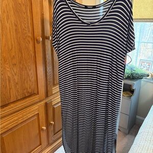 Striped Navy and White Maxi Dress - Casual Women's Summer Dress
